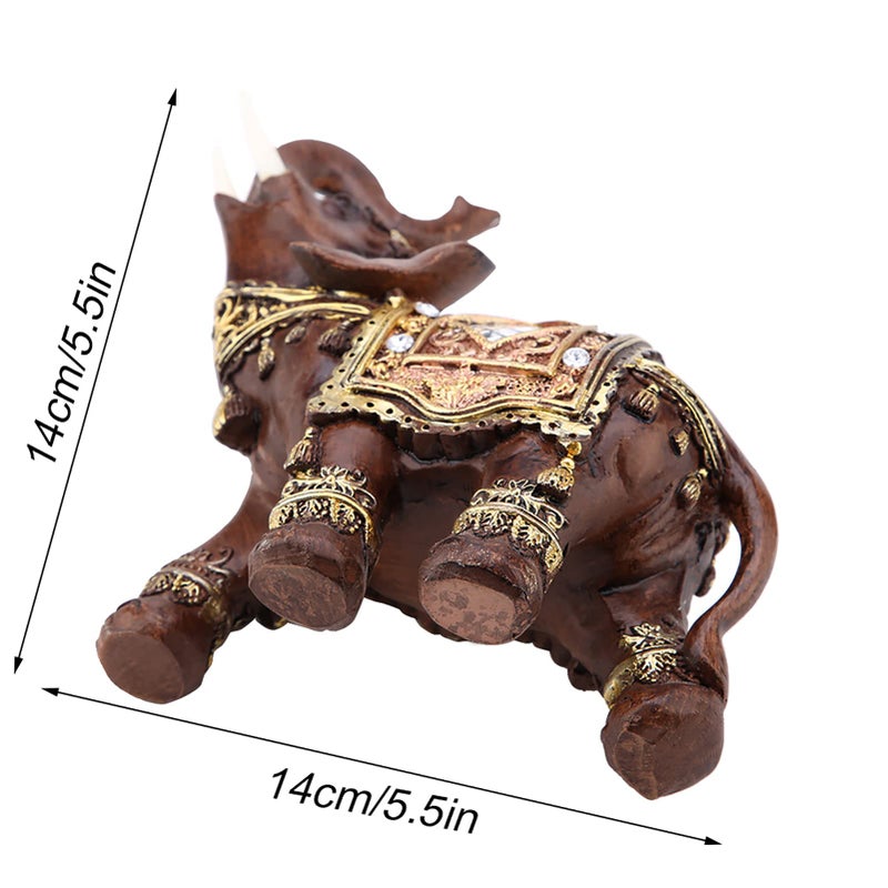 Hztyyier Elephant with Trunk Raised Collectible Figurine Statue Good Luck Elephant Collectible Resin Feng Shui Elephant for Wealth Lucky Figurine Home Decor Gift(L) - Image 2